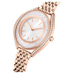 Crystalline aura watch, Swiss Made, Metal bracelet, Rose gold tone, Rose gold-tone finish